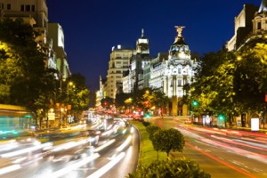 Night view of Madrid, Spain