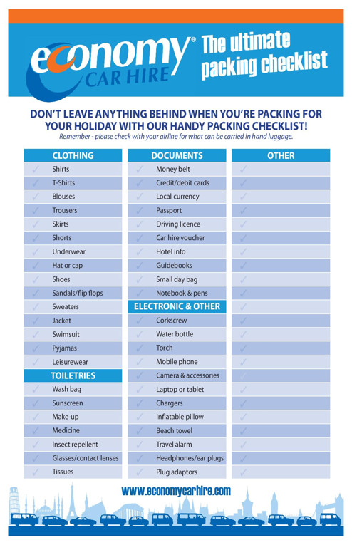 Summer packing checklist