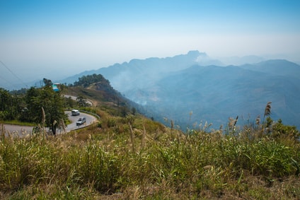 car hire sizes - Roadside along a mountain