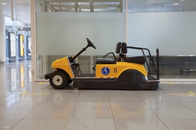 Accessible car hire: Disabled buggy in airport