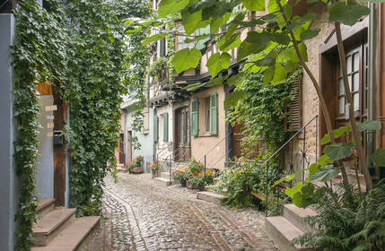 Father's Day - Idyllic scenery of Eguisheim, a village in Alsace, France