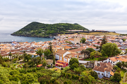 Top 10 things to see in the Azores -View of the city of Angra do Heroismo with Mount Brazil on Terceira Island