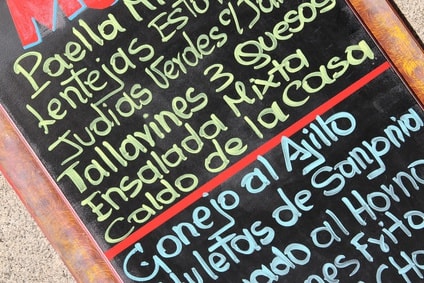 Learning a new language - Spanish menu