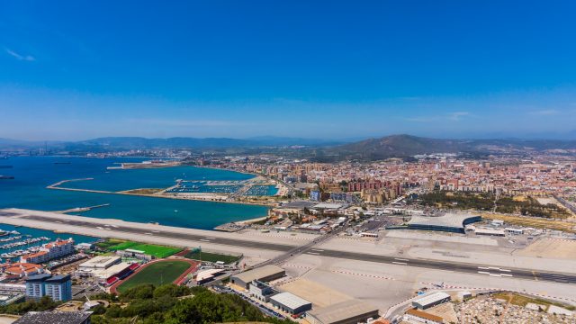 Gibraltar city and airport runway