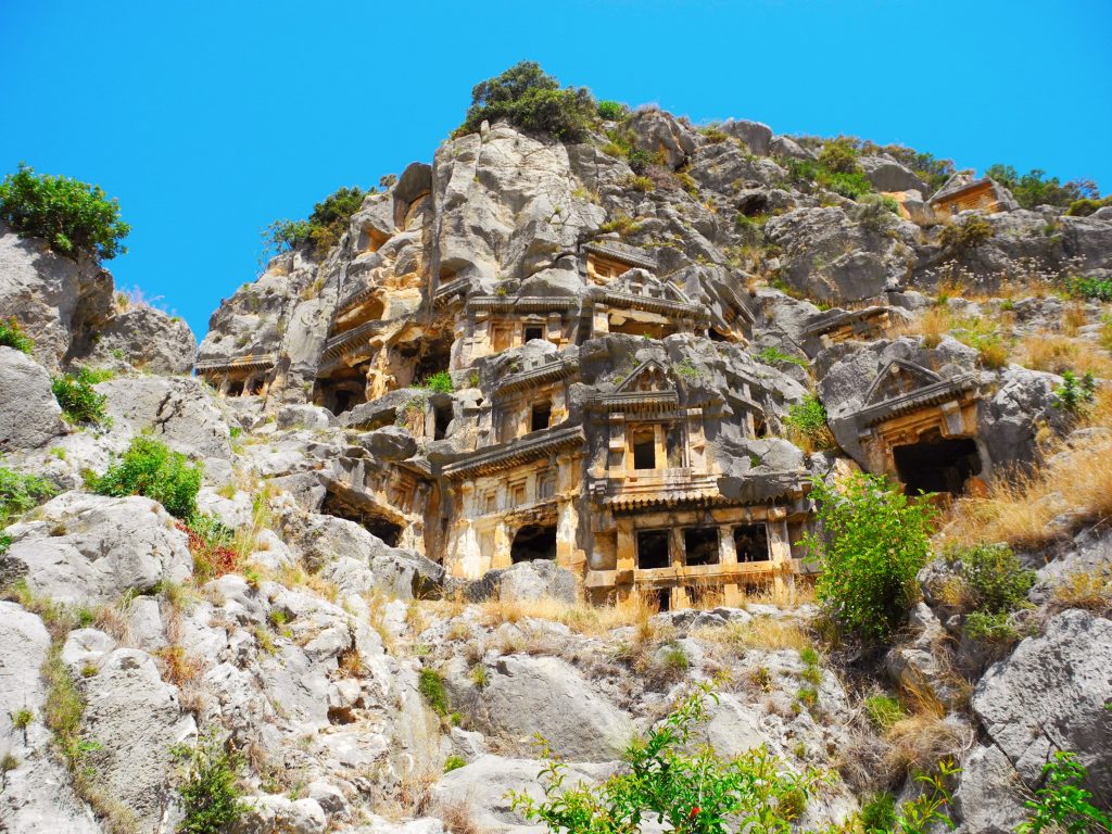 Lycian rock tombs near Demre, Turkey; Turkish Riviera