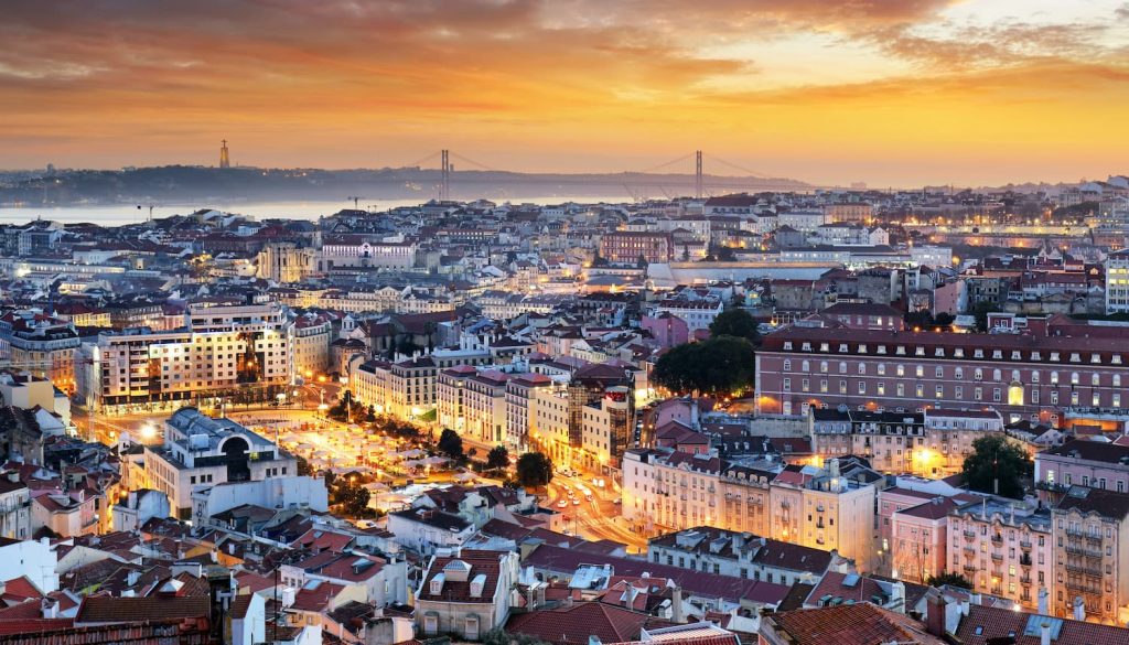 Night time view of Lisbon