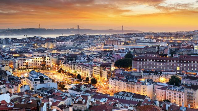 Night time view of Lisbon