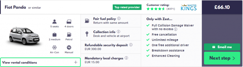 Zest Rental Conditions