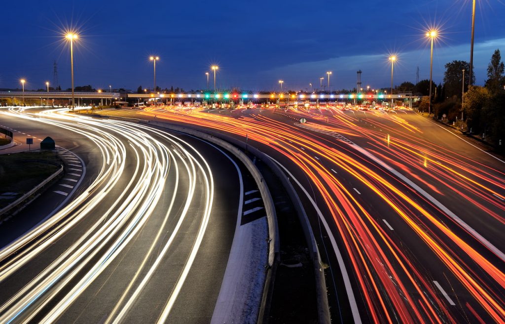 Toll roads at night